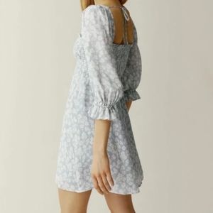 Reformation Zaria dress 3/4 sleeve smocked mini dress Size small